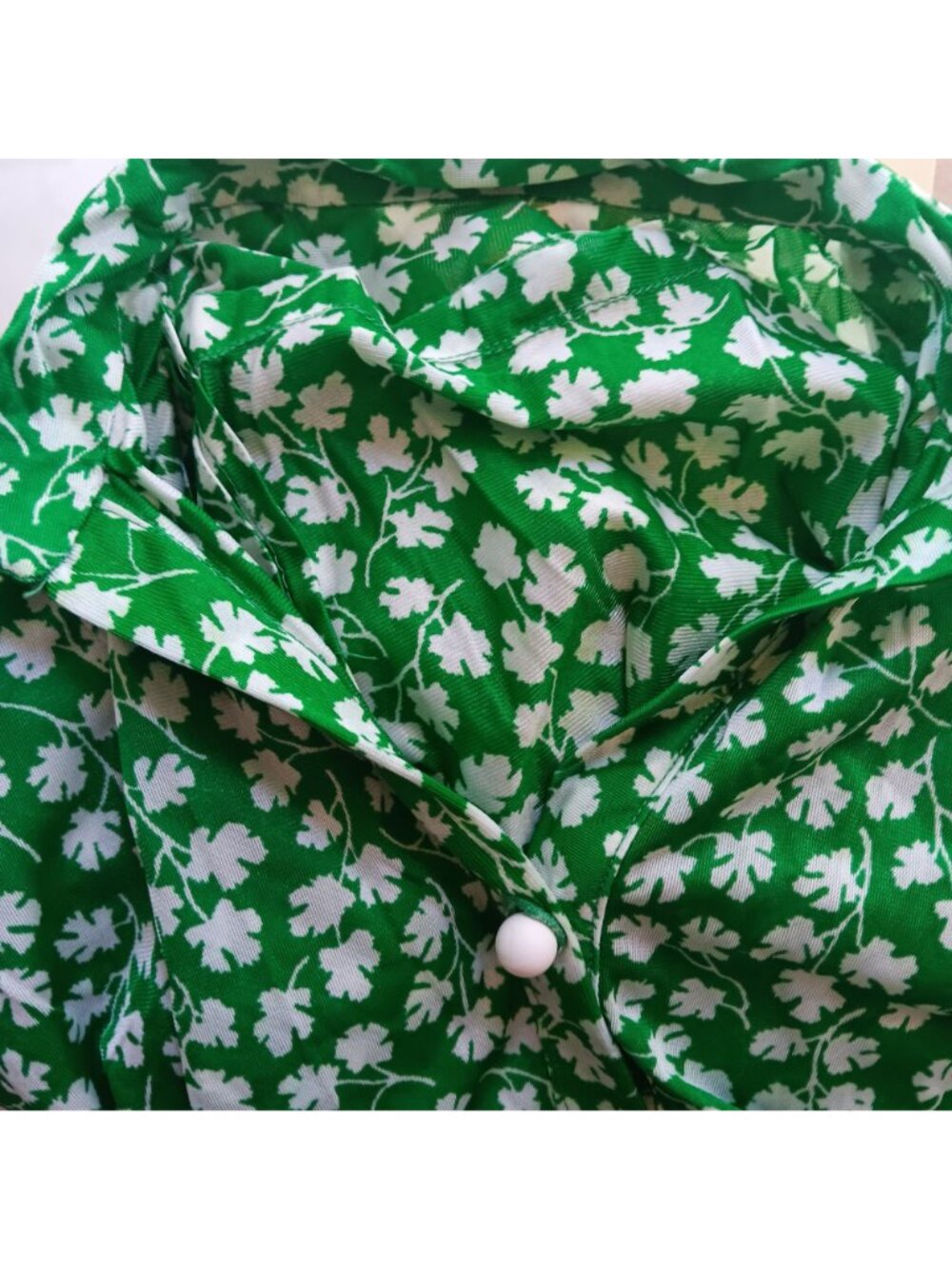 12 True Vintage Dress 1970s Green Set Dress Skirt Top Shamrock Clover 1970's - Picture 9 of 9